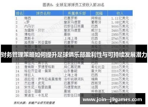 财务管理策略如何提升足球俱乐部盈利性与可持续发展潜力